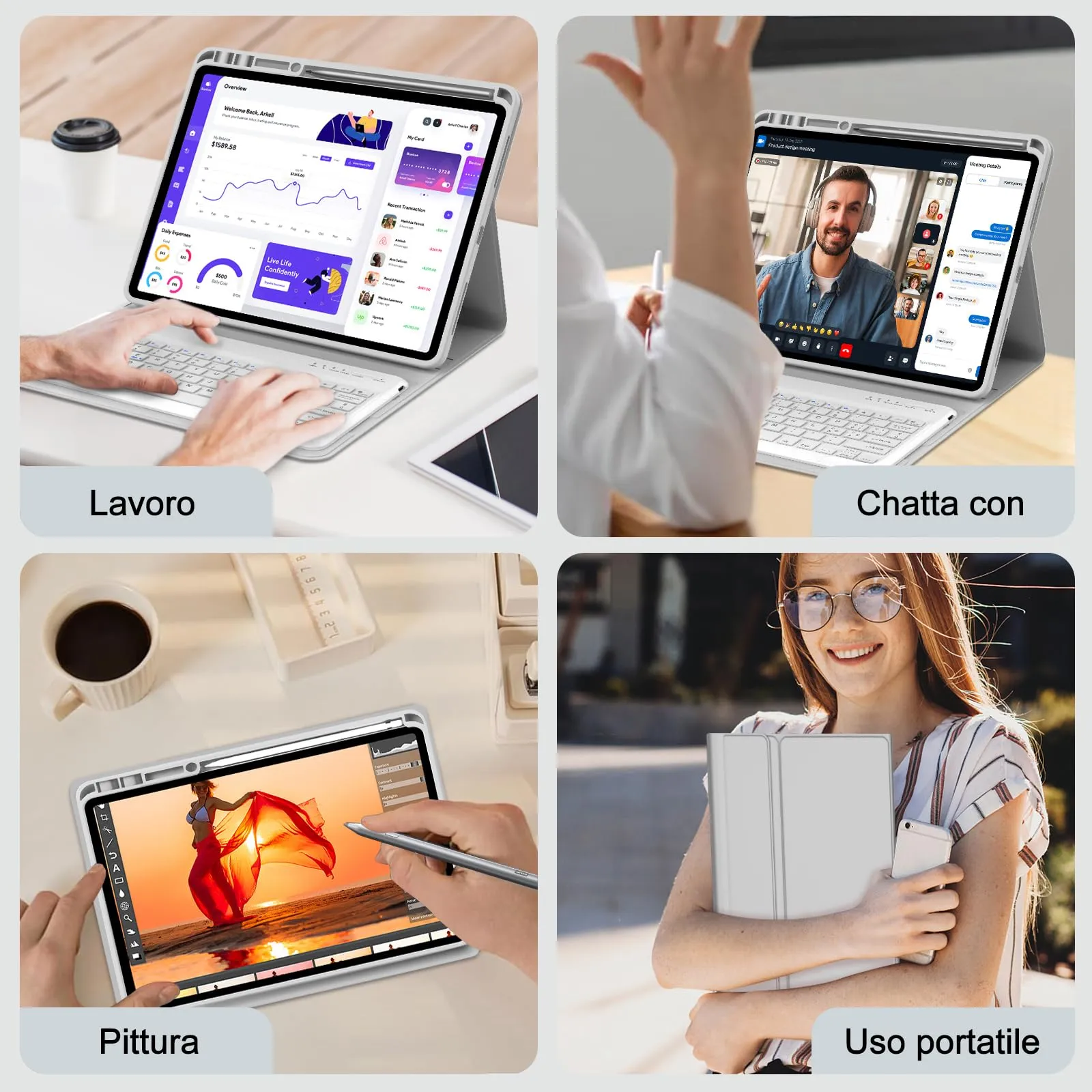 FOGARI Per Lenovo Idea Tab Pro 2025 12.7 Pollici Cover Tastiera - immagine 8