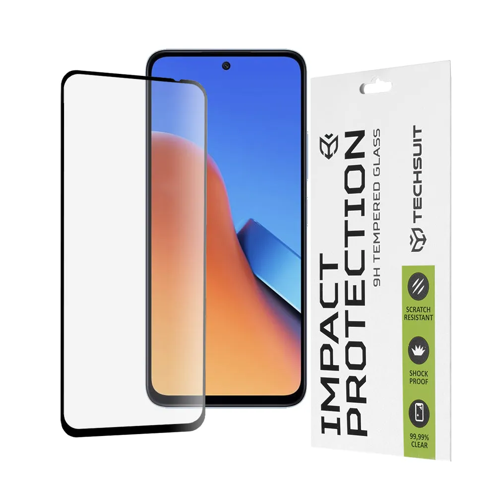 Pellicola Protettiva per Schermo Techsuit per Xiaomi Poco M6 4G / Redmi 13 / 12 5G / 12, Vetro Temperato, Full Glue, 111D, Nero - immagine 1