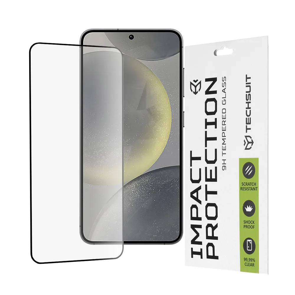 Pellicola protettiva per schermo Techsuit per Samsung Galaxy S25 S931 / S24 S921, Vetro temperato, Full Glue, 111D, Nero - immagine 1