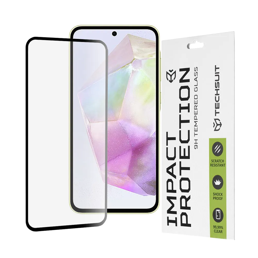 Pellicola protettiva per schermo Techsuit per Samsung Galaxy M56 M566 / M35 / A55 5G A556 / A35 5G A356, Vetro Temperato, Full Glue, 111D, Nero - immagine 1