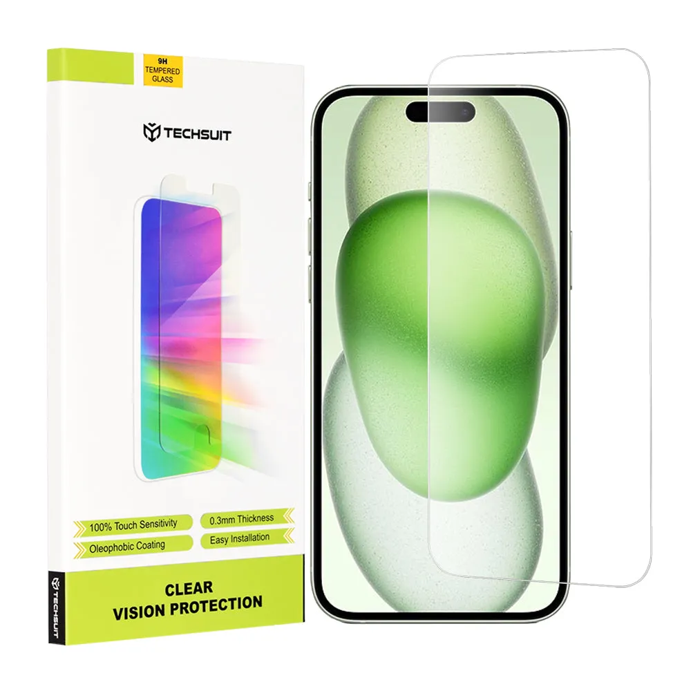 Pellicola protettiva per schermo Techsuit Clear Vision per Apple iPhone 16 Plus / 15 Plus / 15 Pro Max, Vetro temperato, Full Glue - immagine 1