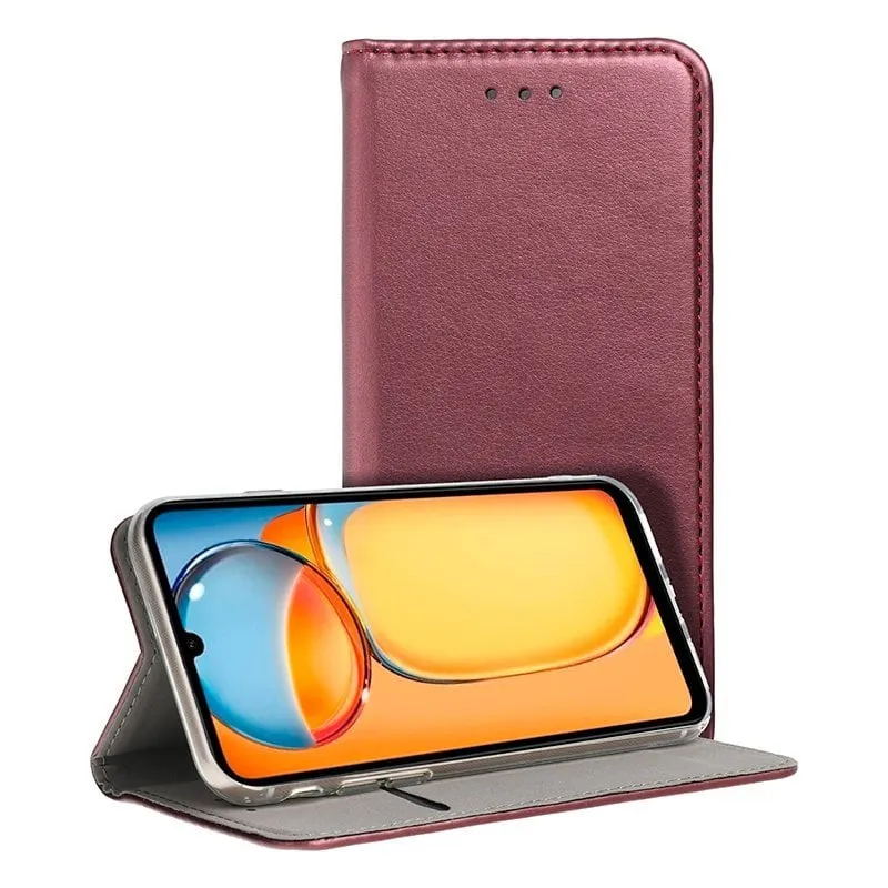 Custodia Flip Cover Borgogna Semplice e Cool per Xiaomi Redmi 13C/13C 5G/POCO C65 - immagine 1