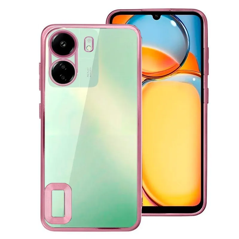 Custodia Bumper con Bordo Metallico Rosa Freddo per Xiaomi Redmi 13C/13C 5G/POCO C65 - immagine 1