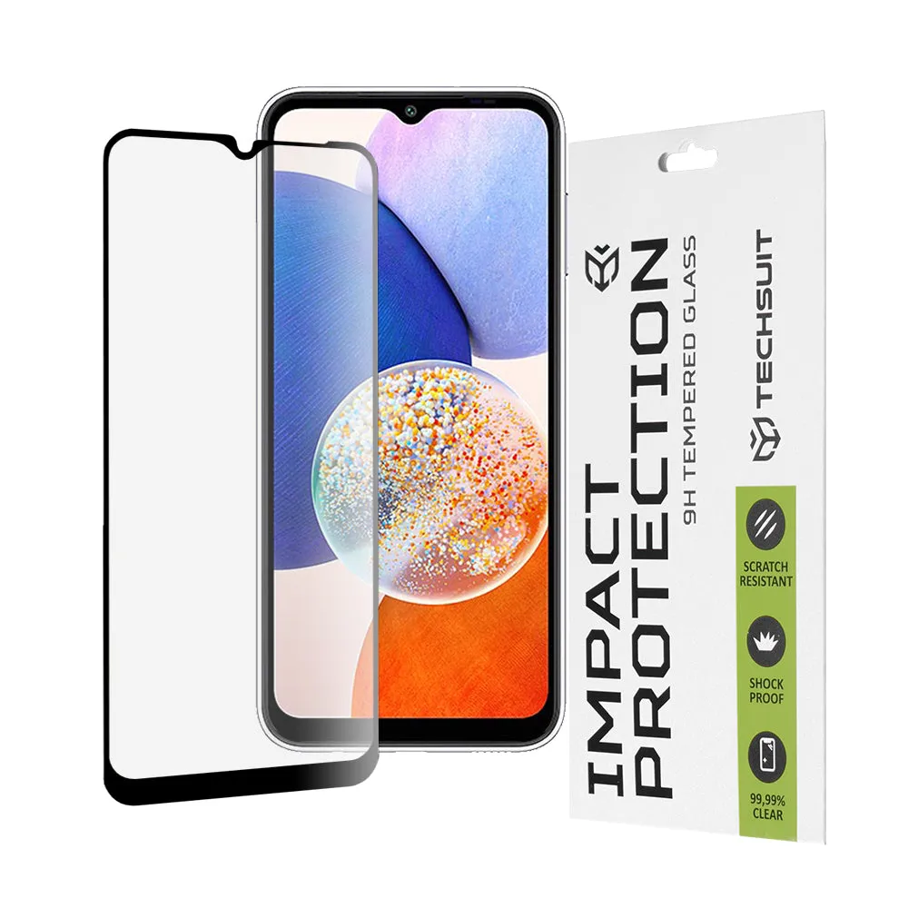 Pellicola Protettiva per Schermo Techsuit per Samsung Galaxy A14 A145 / A14 5G A146, Vetro Temperato, Full Glue, 111D, Nero - immagine 1