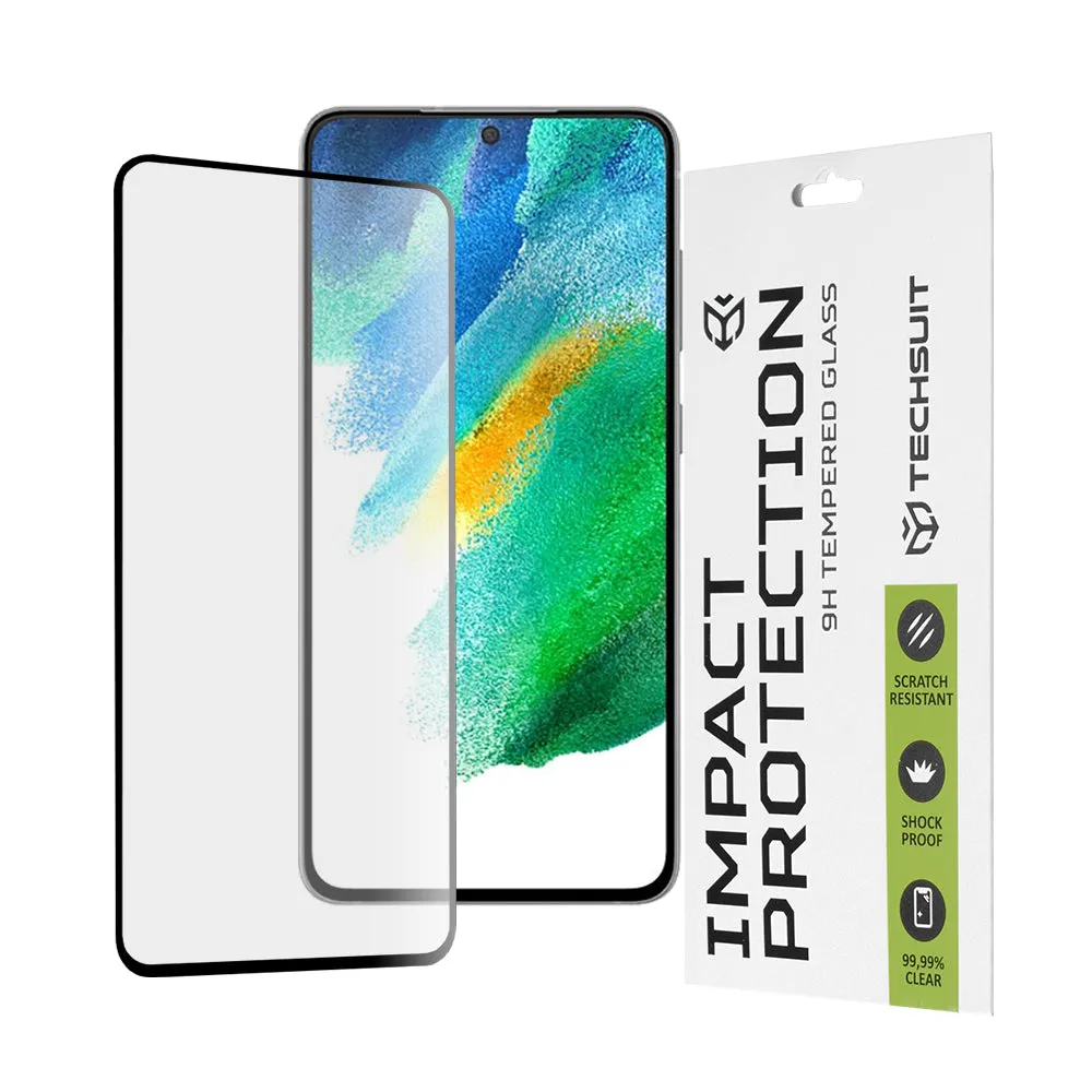 Pellicola protettiva per schermo Techsuit per Samsung Galaxy S21 FE 5G G990, Vetro temperato, Full Glue, 111D, Nero - immagine 1