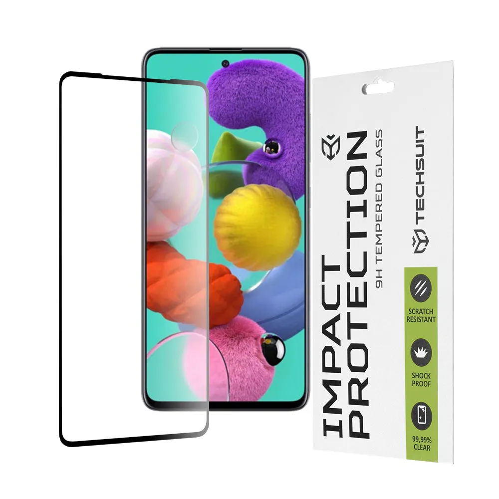 Pellicola protettiva per schermo Techsuit per Samsung Galaxy A51 5G A516 / A51 A515, Vetro temperato, Full Glue, 111D, Nero - immagine 1