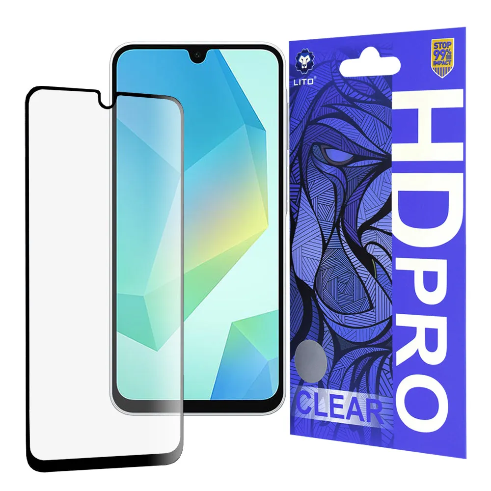 Pellicola protettiva per schermo Lito HD Pro Clear per Samsung Galaxy A16 5G A166 / A16 4G A165, Vetro temperato, Full Glue, Nero - immagine 1