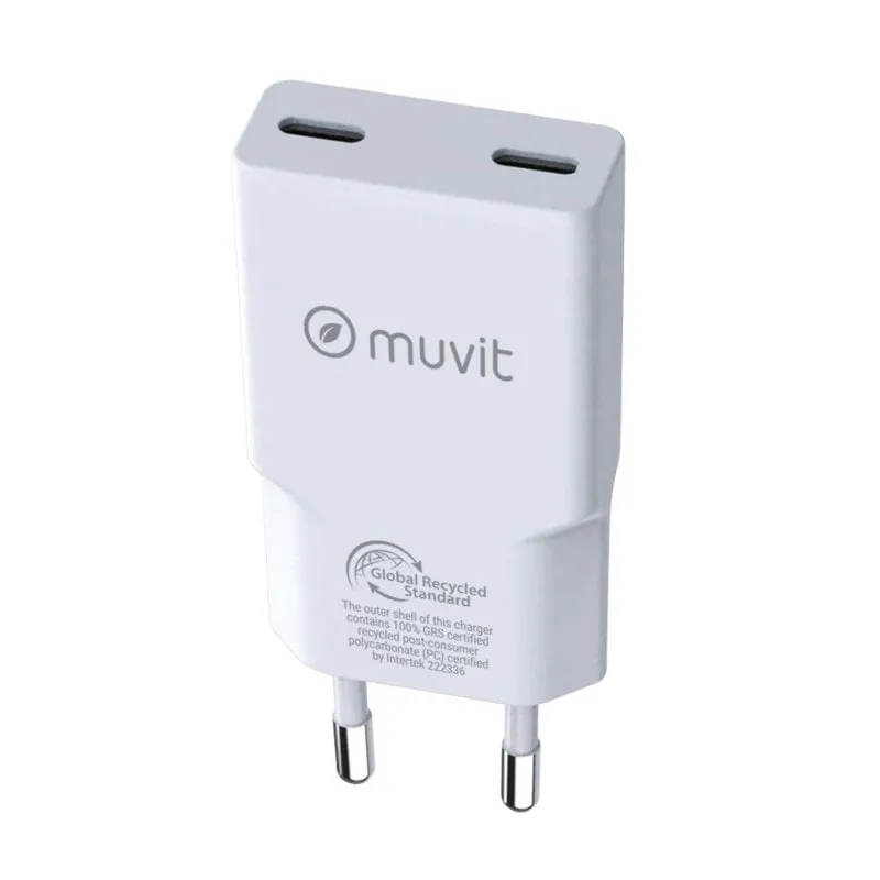 Caricatore da muro Muvit For Change Slim 2 USB-C PD 30W Bianco - immagine 1