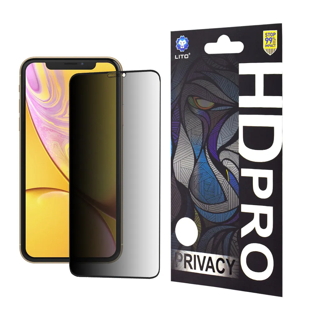 Pellicola protettiva per schermo Privacy Lito HD Pro per Apple iPhone 11 / XR, Vetro temperato, Full Glue - immagine 1