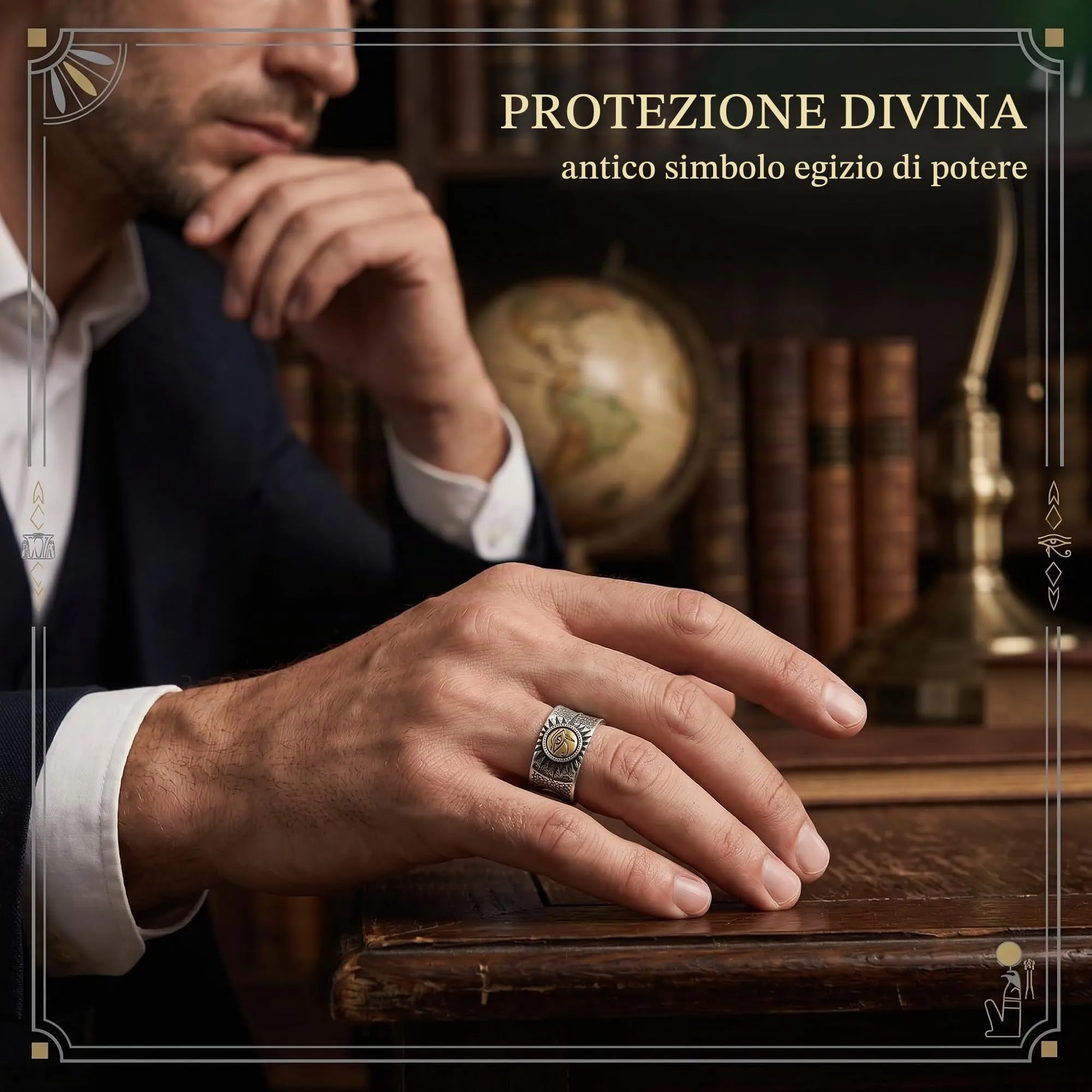 LAPQOS Anelli da uomo,2 anelli vintage in argento - immagine 3