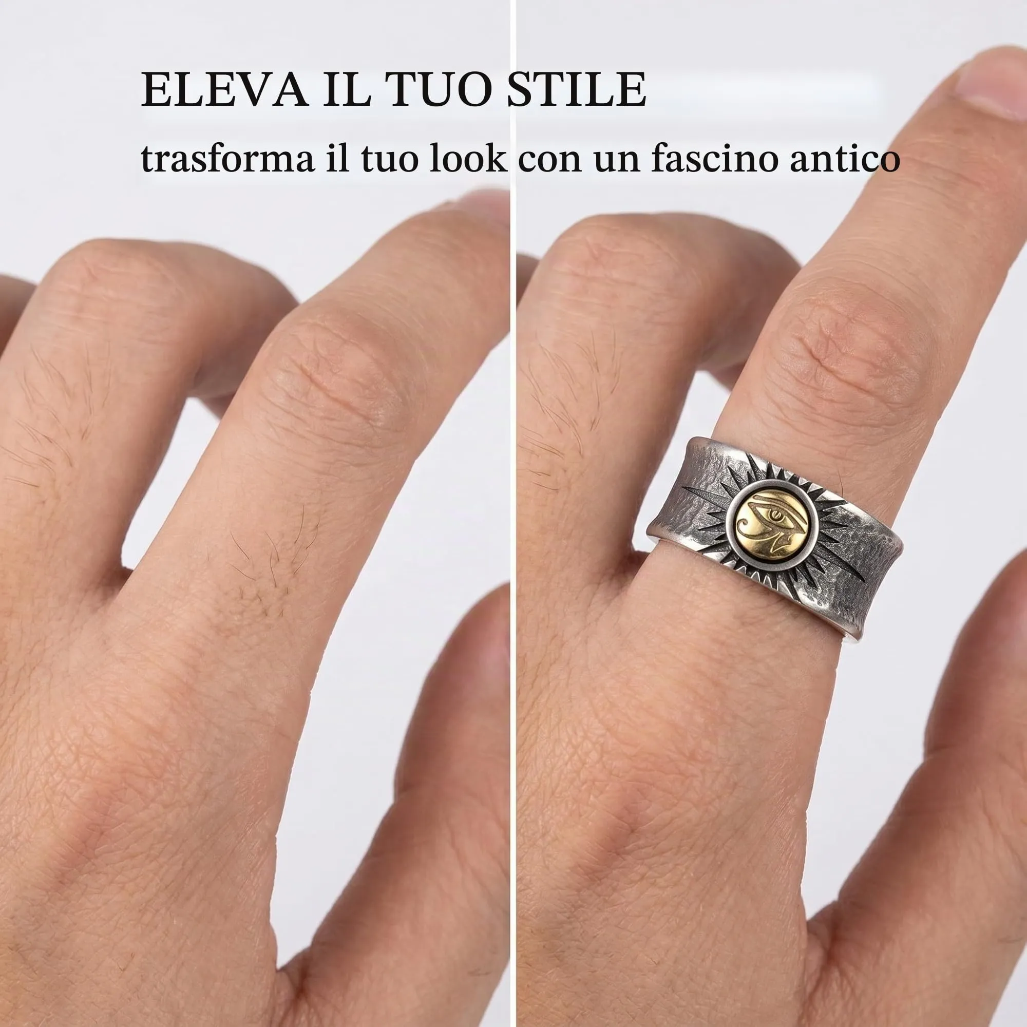 LAPQOS Anelli da uomo,2 anelli vintage in argento - immagine 6