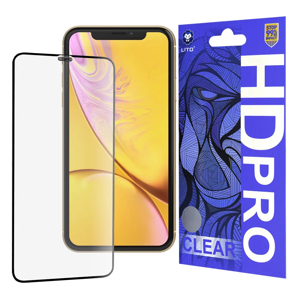 Pellicola protettiva per schermo Lito HD Pro Clear per Apple iPhone 11 / XR, Vetro temperato, Colla completa, Nera - immagine 1