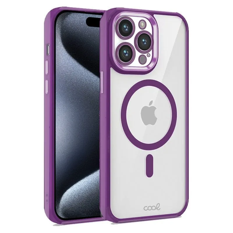 Fantastica custodia magnetica con bordo viola per iPhone 15 Pro - immagine 1
