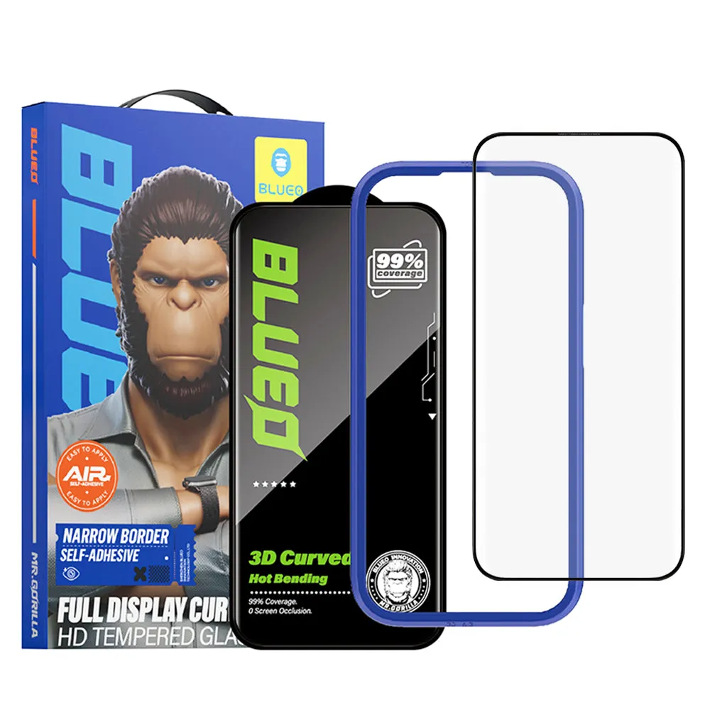 Pellicola protettiva per schermo Blueo HD per Apple iPhone 16 Pro Max, Vetro temperato, Full Glue, 3D, Nero - immagine 1