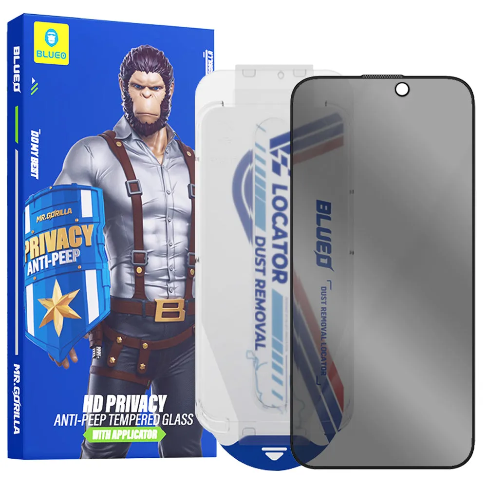 Pellicola Protettiva Schermo Privacy Blueo Anti-Peep Applicator Pro per Apple iPhone 15 Pro, Vetro Temperato, Colla Completa - immagine 1