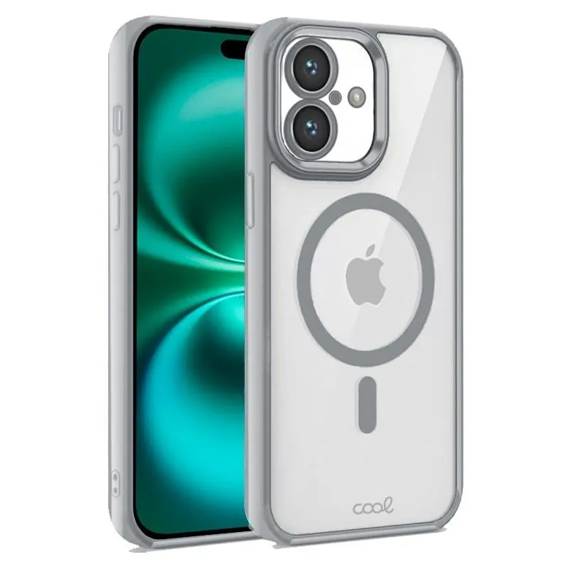 Custodia magnetica trasparente e cool con bordo argentato per iPhone 16 Plus - immagine 1