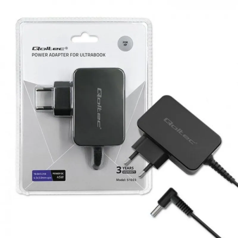 Qoltec 51033 Adattatore di alimentazione per interni e inverter 45 W Nero - immagine 1