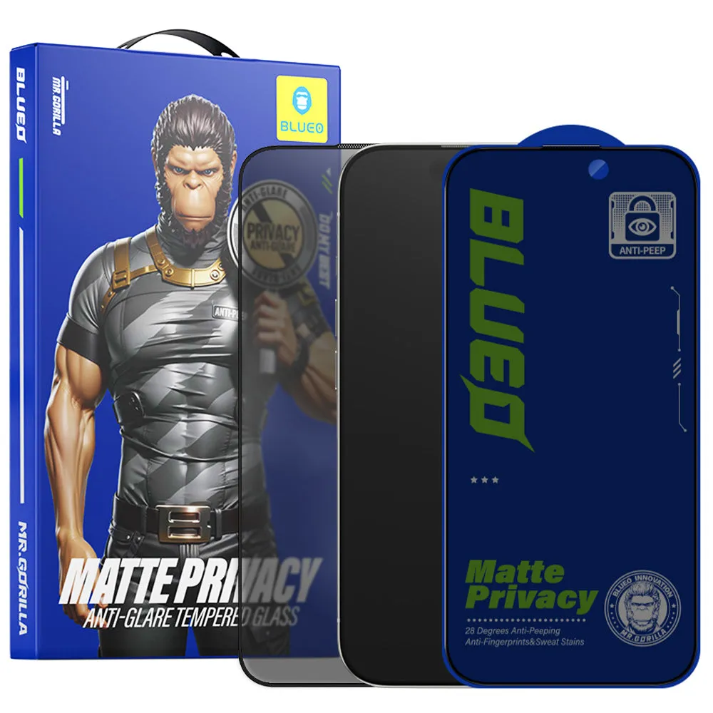 Pellicola protettiva per schermo Matte Privacy Blueo Anti-Peep per Apple iPhone 15 Pro Max, Vetro Temperato, Full Glue - immagine 1