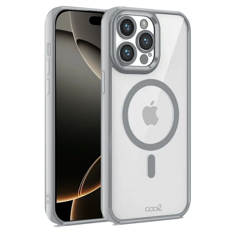 Custodia magnetica trasparente e cool con bordo argentato per iPhone 16 Pro - immagine 1