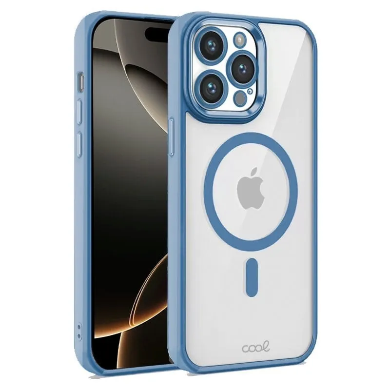 Custodia magnetica trasparente e cool con bordo azzurro cielo per iPhone 16 Pro - immagine 1