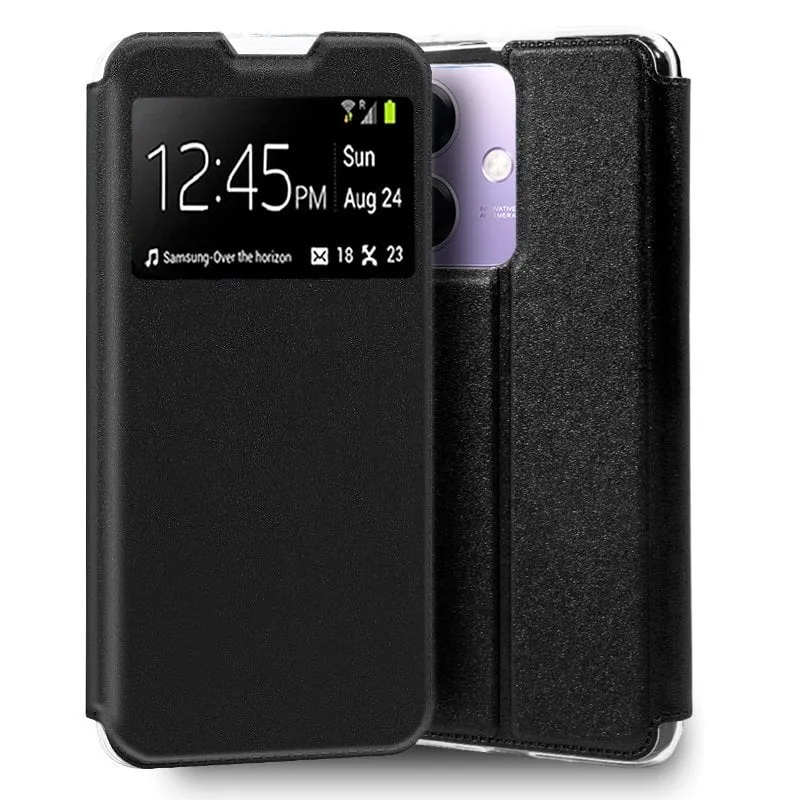 Custodia Flip Cover nera semplice e alla moda per Oppo A40 / A40m / A60 5G - immagine 1