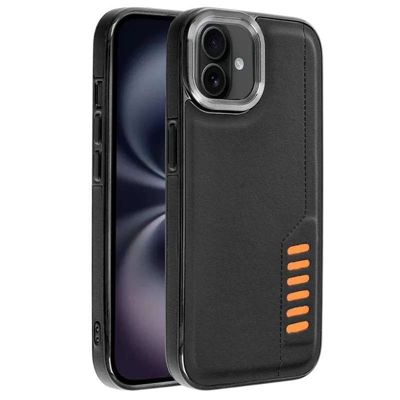 Custodia Cool Milano in TPU rinforzato e similpelle nera per iPhone 16 - immagine 1
