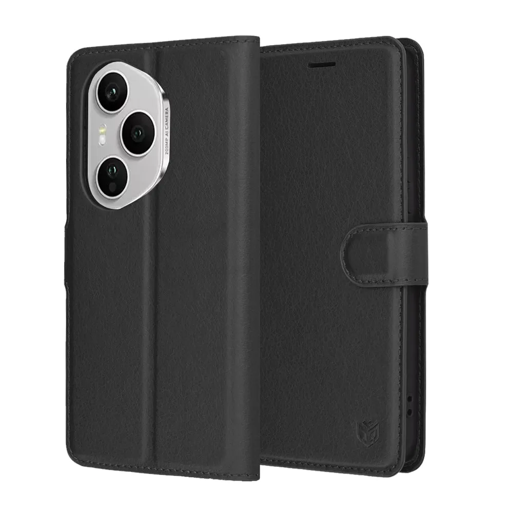 Custodia per Honor 400 Pro, Techsuit, Leather Folio, Nera - immagine 1