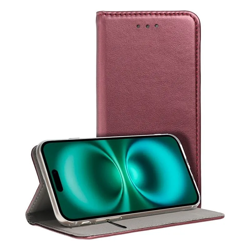 Fantastica custodia Flip Cover in tinta unita bordeaux per iPhone 16 Plus - immagine 1