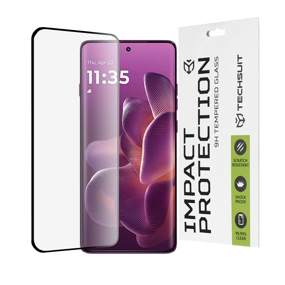 Pellicola protettiva per schermo Techsuit per Motorola Edge 60 Pro, Vetro temperato, Full Glue, 111D, Nero - immagine 1