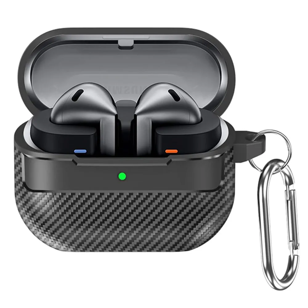Custodia Techsuit CarbonFiber per Samsung Galaxy Buds3 FE / Buds3 Pro / Buds3, Nera - immagine 1