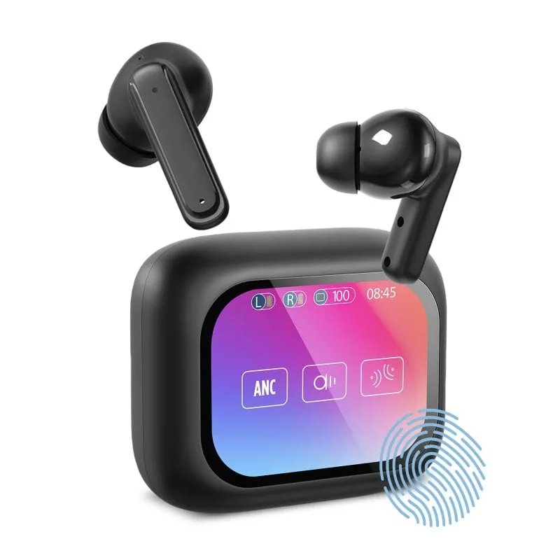 Cuffie wireless Ksix Vision con ANC e schermo TFT da 2,01" in custodia nera - immagine 1