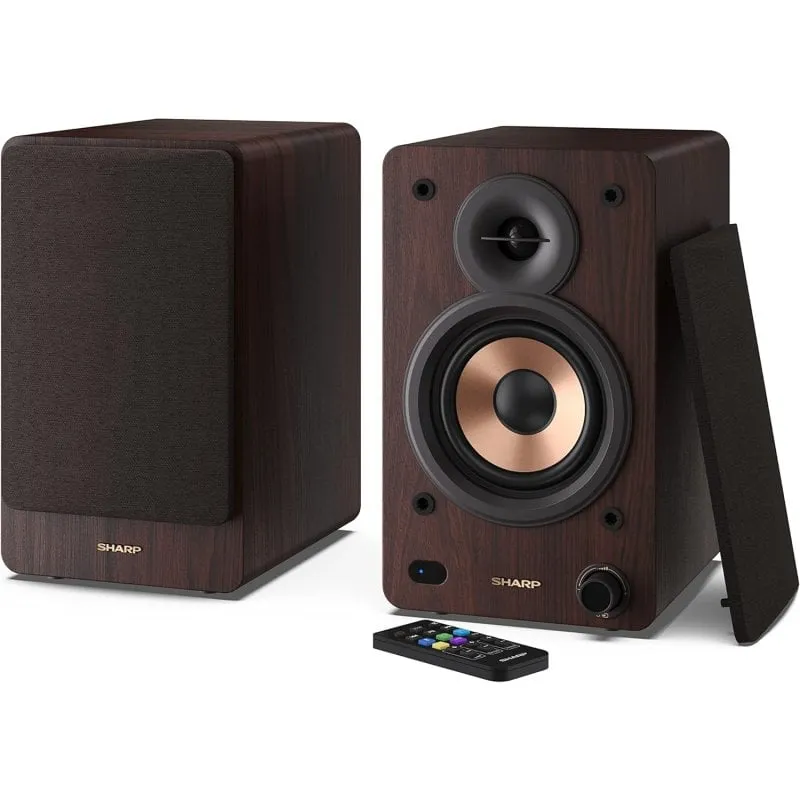 Sharp CP-SS30(BR) altoparlanti attivi a 2 vie 60W RMS, custodia in legno, Bluetooth, ottico, USB, RCA, AUX - immagine 1