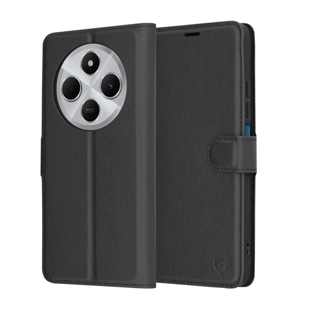 Custodia per Xiaomi Poco C75 / Redmi 14C, Techsuit, Leather Folio, Nera - immagine 1