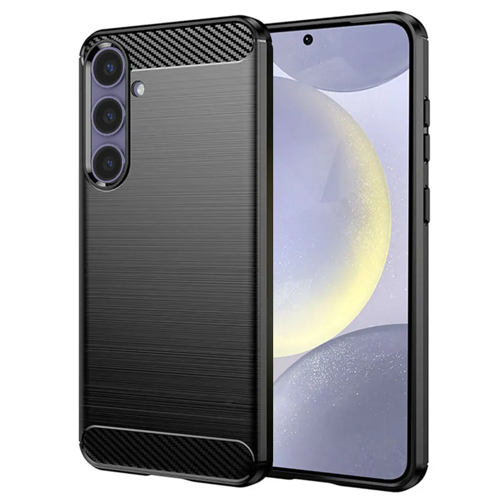 Custodia per Samsung Galaxy S24+ S926, Techsuit, Carbonio, Nera - immagine 1