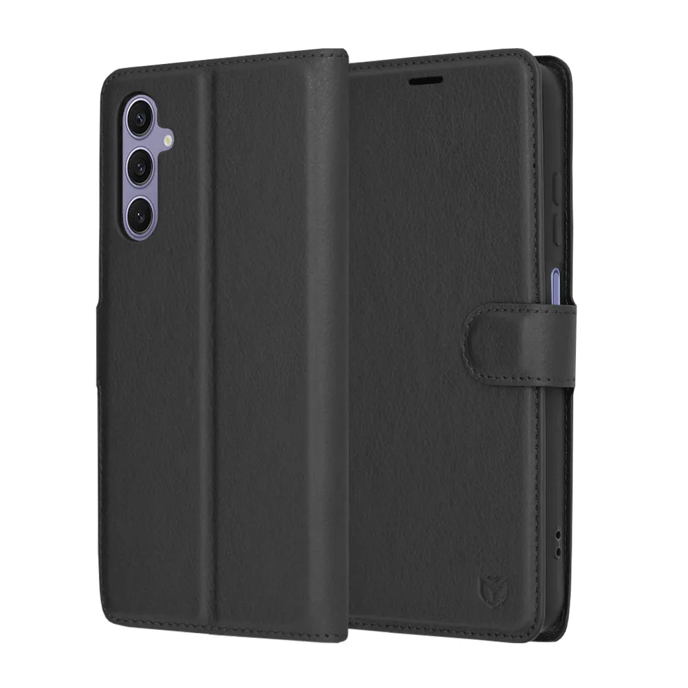 Custodia per Samsung Galaxy S24 S921, Techsuit, Leather Folio, Nera - immagine 1