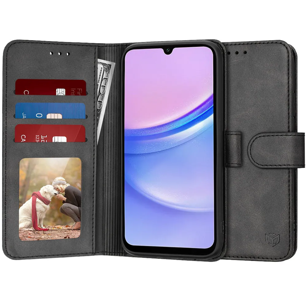 Custodia per Samsung Galaxy A15 5G A156 / A15 A155, Techsuit, Diary Book, Nera - immagine 1