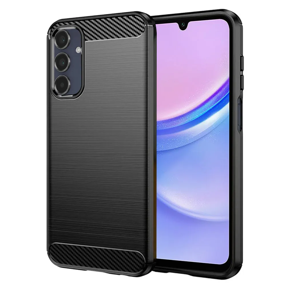 Custodia per Samsung Galaxy A15 5G A156 / A15 A155, Techsuit, Carbonio, Nera - immagine 1