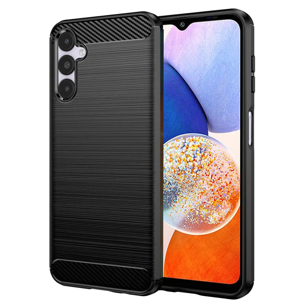 Custodia per Samsung Galaxy A14 A145 / A14 5G A146, Techsuit, Carbonio, Nera - immagine 1