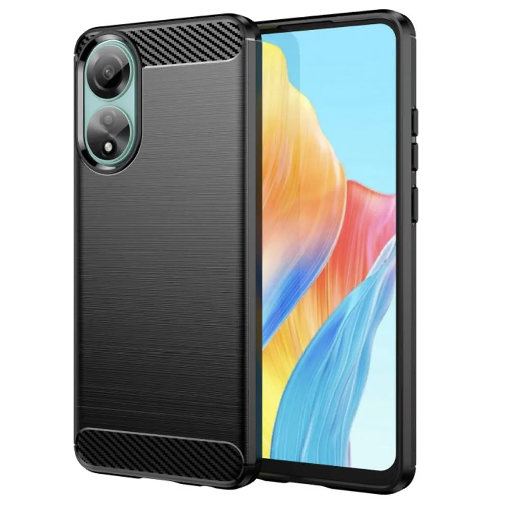 Custodia per Oppo A78 4G, Techsuit, Carbonio, Nera - immagine 1