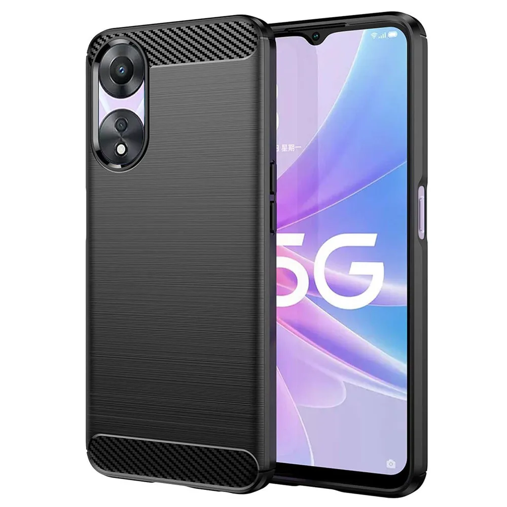 Custodia per Oppo A58 5G / A78 5G, Techsuit, Carbonio, Nera - immagine 1