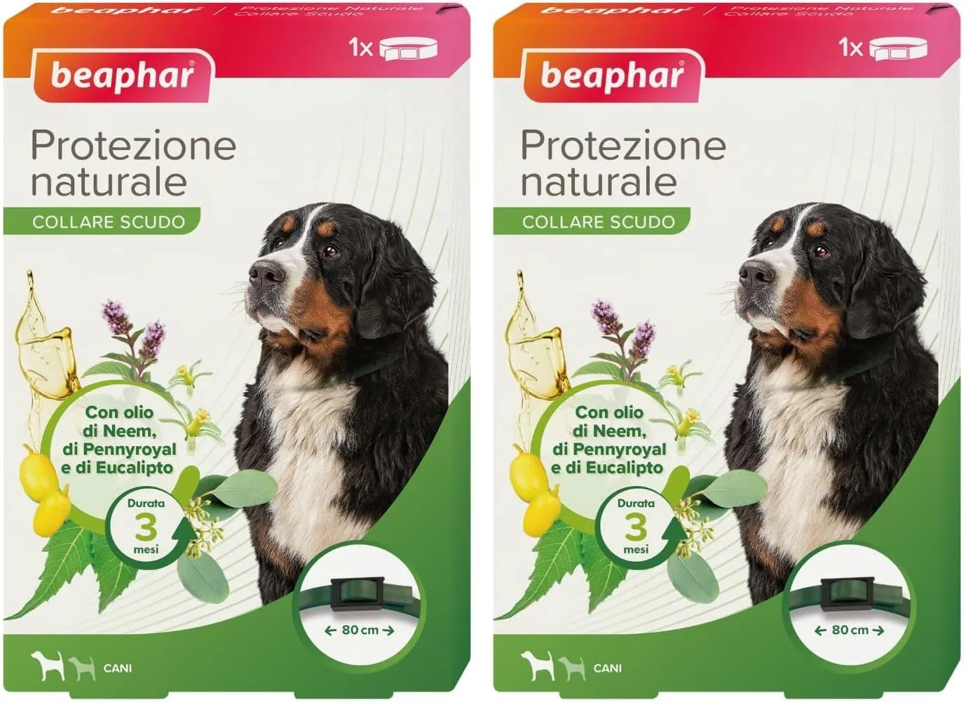 Beaphar Protezione Naturale, Collare Scudo Regolabile per Cane Grande, con Olio di Neem, Fino a 3 Mesi di Protezione, 80 cm (Confezione da 2) - immagine 1