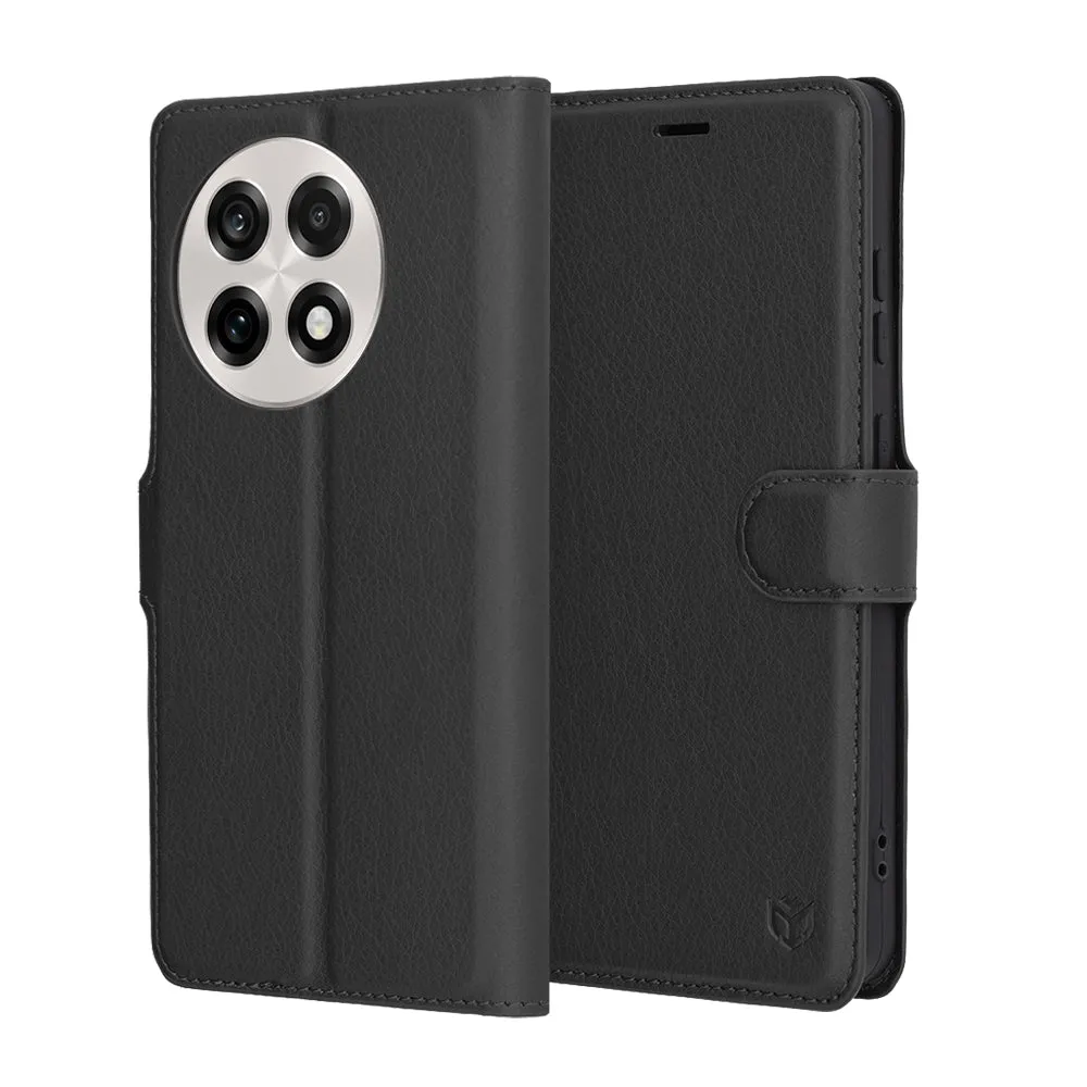 Custodia per OnePlus 13R, Techsuit, Leather Folio, Nera - immagine 1