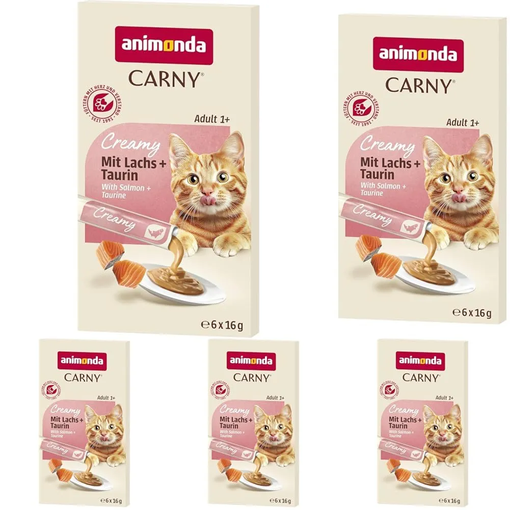 animonda Carny Adult Creamy, cibo umido per gatti, con Salmone + Taurina 6x15 g (Confezione da 5) - immagine 1