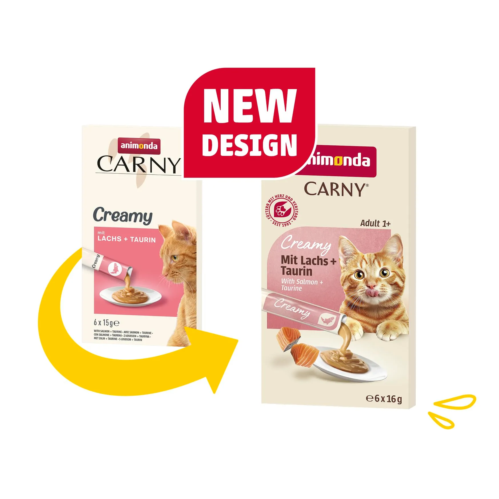 animonda Carny Adult Creamy, cibo umido per gatti, con Salmone + Taurina 6x15 g (Confezione da 5) - immagine 2