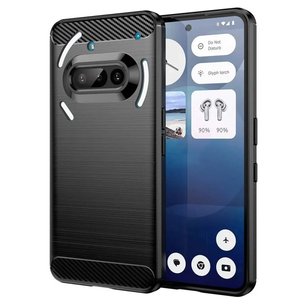 Custodia per Nothing Phone (3a), Techsuit, Carbonio, Nera - immagine 1