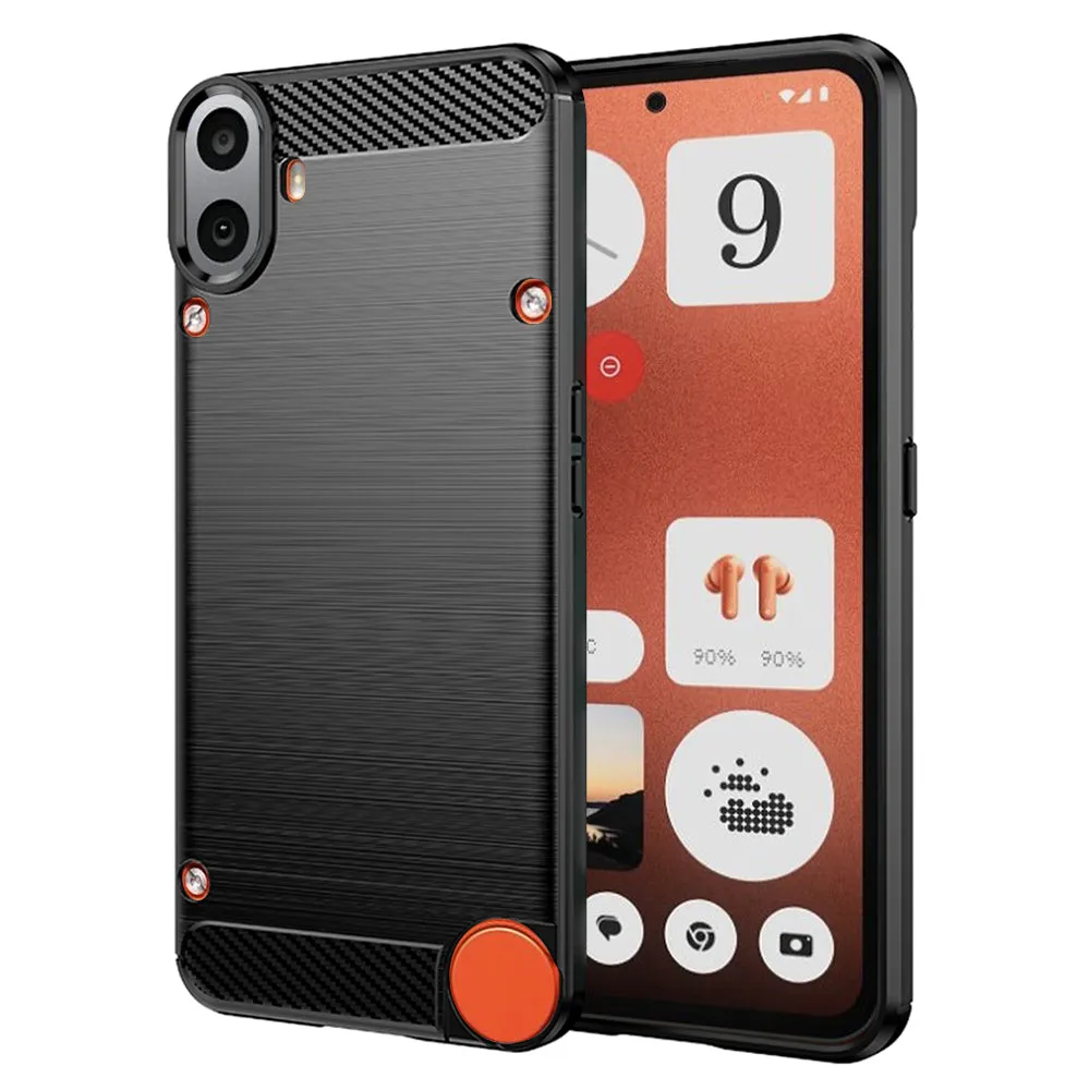 Custodia per Nothing CMF Phone 1, Techsuit, Carbonio, Nera - immagine 1