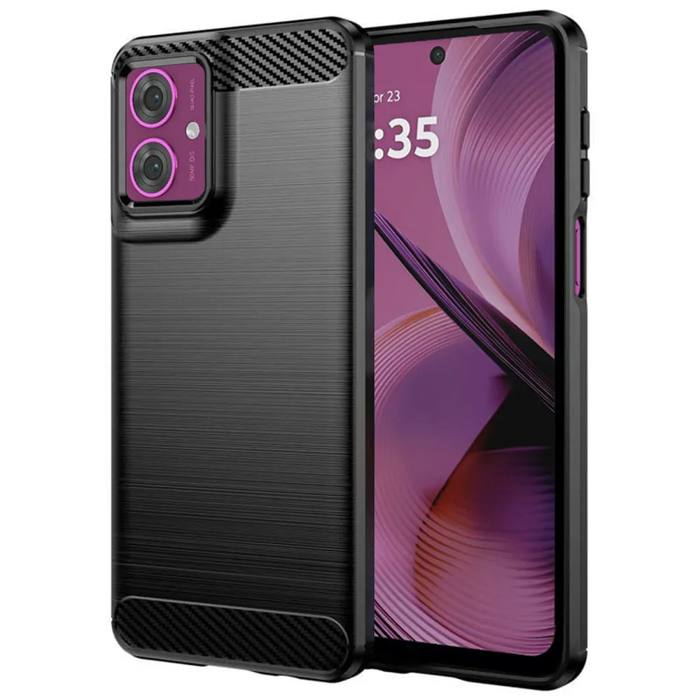 Custodia per Motorola Moto G55, Techsuit, Carbonio, Nera - immagine 1