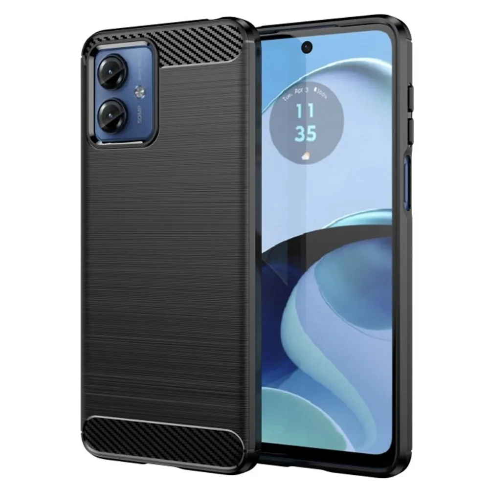 Custodia per Motorola Moto G14, Techsuit, Carbonio, Nera - immagine 1