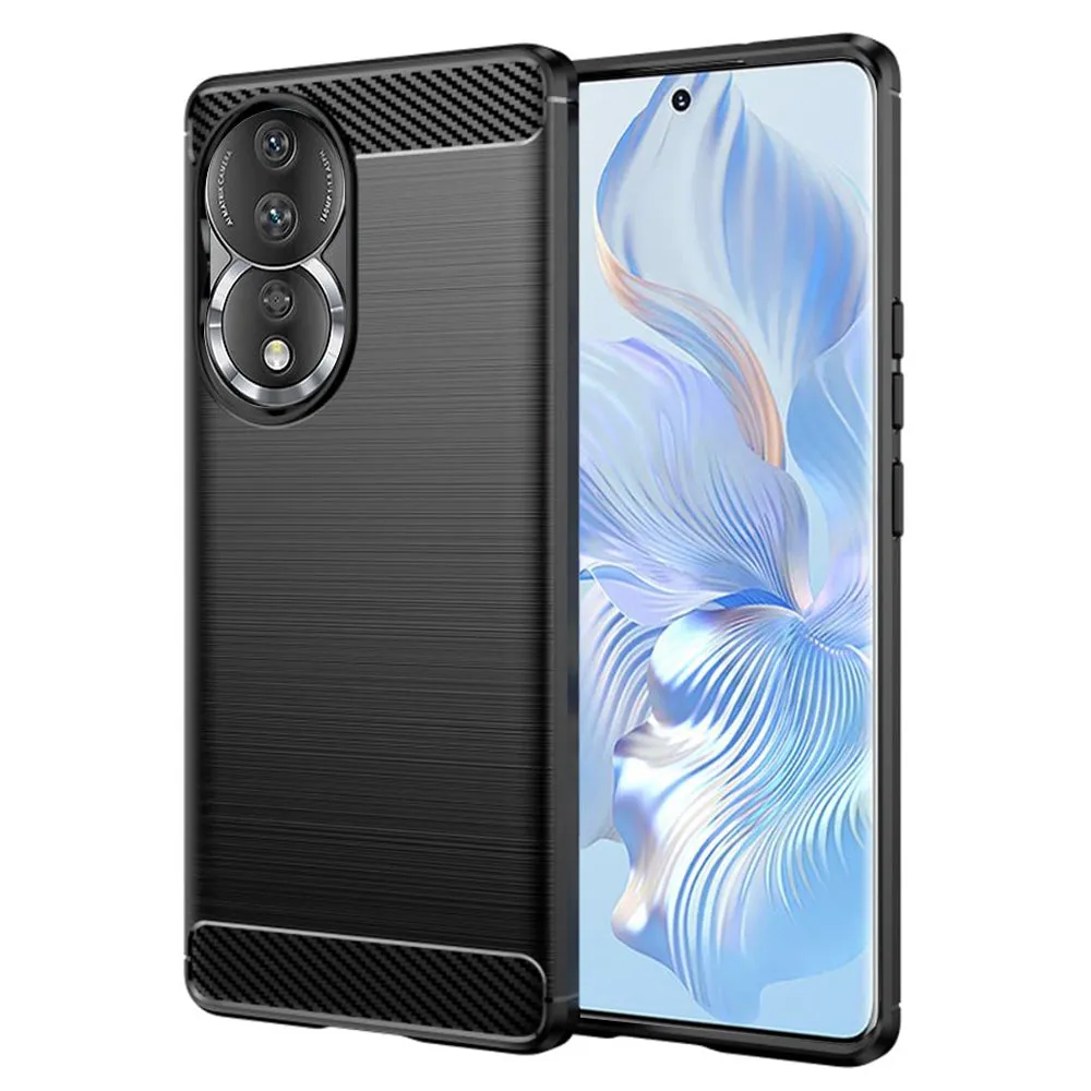 Custodia per Honor 90 / 80, Techsuit, Carbonio, Nera - immagine 1