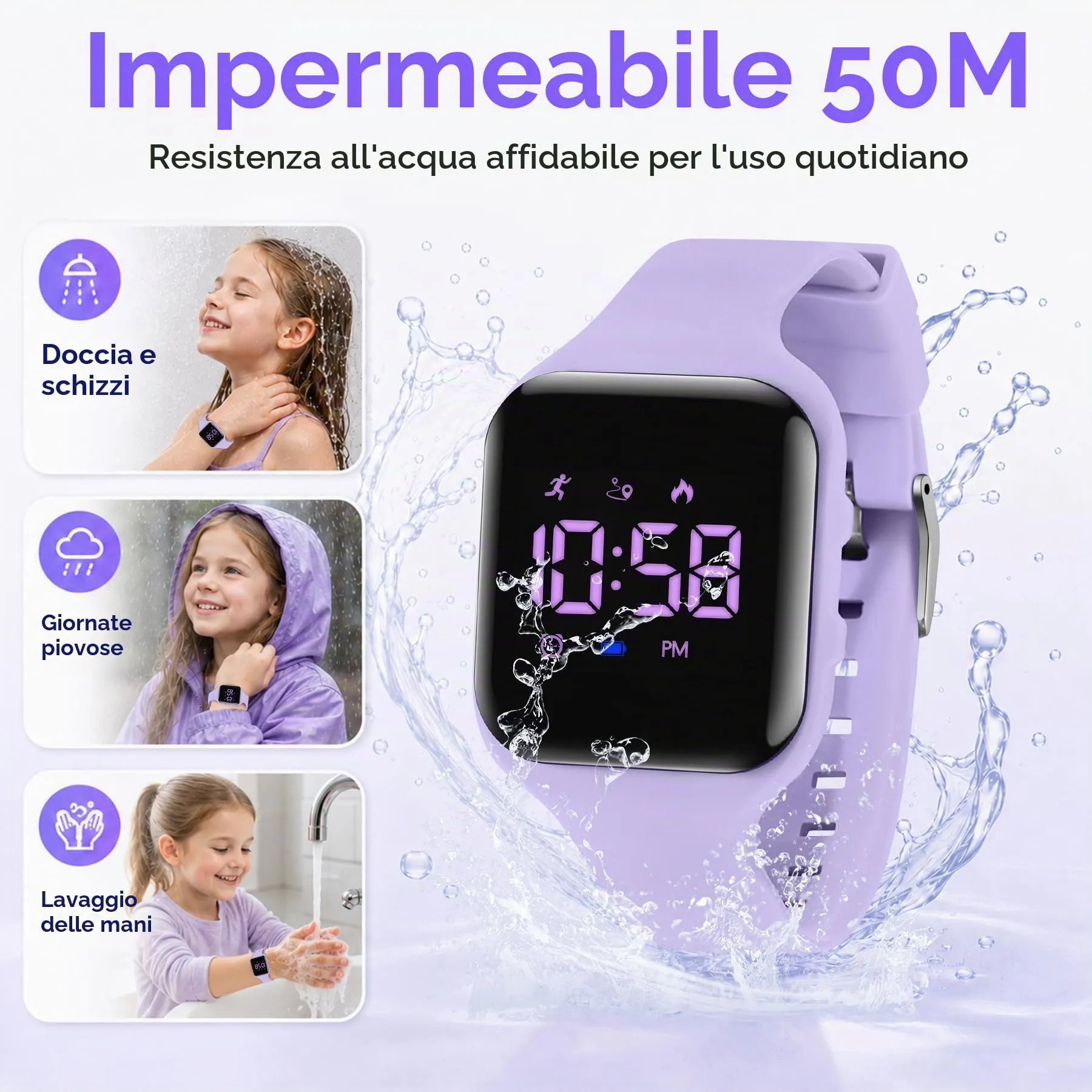 aswan watch Orologio Digitale Bambina Bambino con Contapassi,Calorie e Distanza senza App,Sveglia, Cronometro, Data, Luce-Orologio da polso Ragazza Ragazzo con Cinturino in Silicone - immagine 5